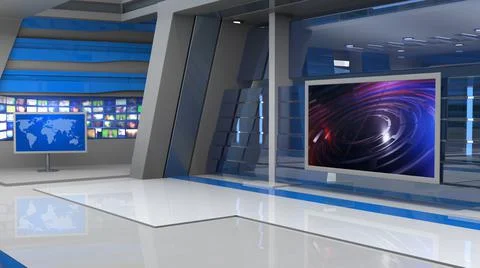 3D Virtual News Studio Background, 3d illustration Illustration