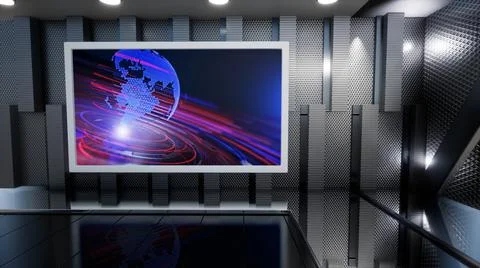 3D Virtual News Studio Background, 3d illustration Illustration