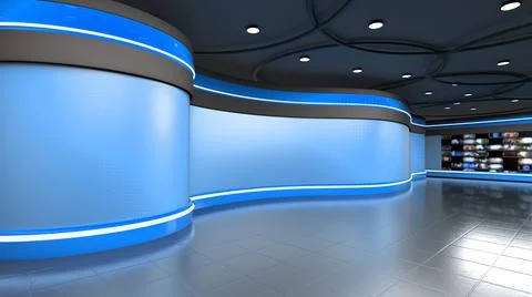 3D Virtual News Studio Background, 3d illustration Illustration
