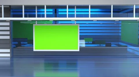 3D Virtual News Studio Background, 3d illustration Illustration