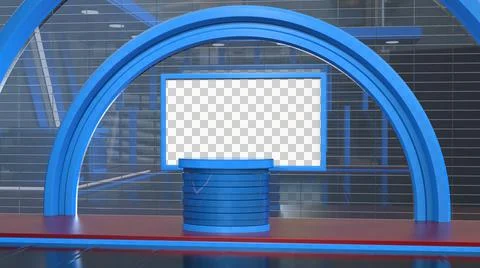 3D Virtual News Studio Background, 3d illustration Illustration