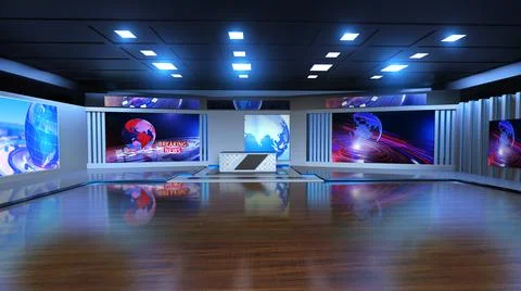 3D Virtual News Studio Background, 3d illustration Illustration