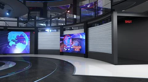 3D Virtual News Studio Background Stock Illustration
