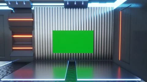 3D Virtual News Studio Background Illustration