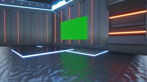 3D Virtual News Studio Background Illustration