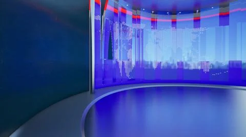 3D Virtual News Studio Background Illustration
