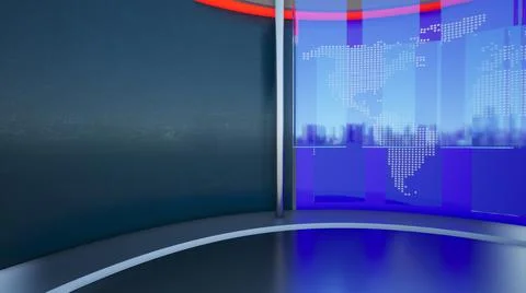 3D Virtual News Studio Background Illustration