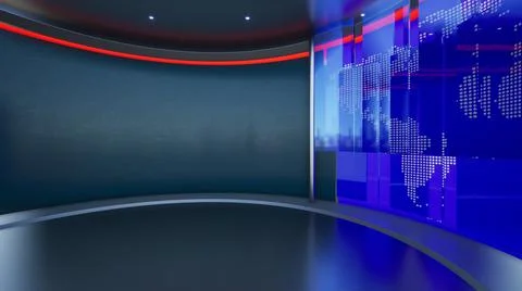 3D Virtual News Studio Background Illustration