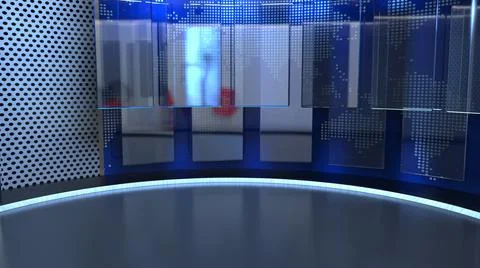 3D Virtual News Studio Background Illustration