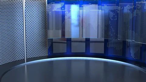 3D Virtual News Studio Background Illustration