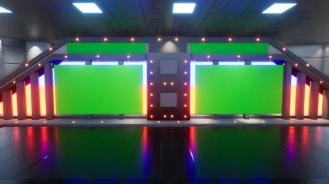 3D Virtual News Studio Background, 3d rendering Illustration