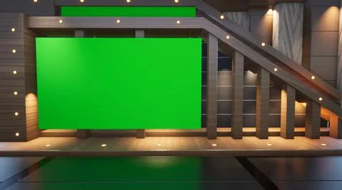 3D Virtual News Studio Background, 3d rendering Illustration