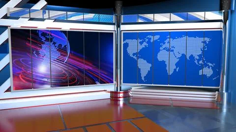 3D Virtual News Studio Background, 3d rendering Illustration