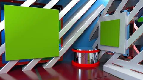 3D Virtual News Studio Background, 3d rendering Illustration