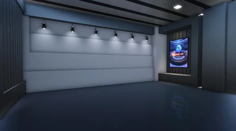 3D Virtual News Studio Background, 3d illustration Illustration