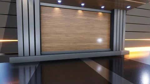 3D Virtual News Studio Background,3d illustration Stock Illustration