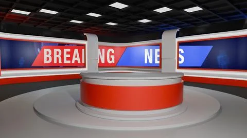 3D Virtual News Studio Background,3d illustration Stock Illustration