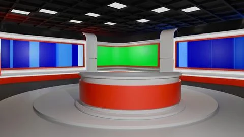 3D Virtual News Studio Background,3d illustration Stockillustratie