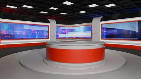 3D Virtual News Studio Background,3d illustration Stockillustratie