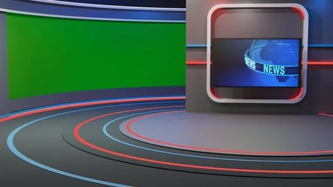 3D Virtual News Studio Background,3d illustration Stock Illustration