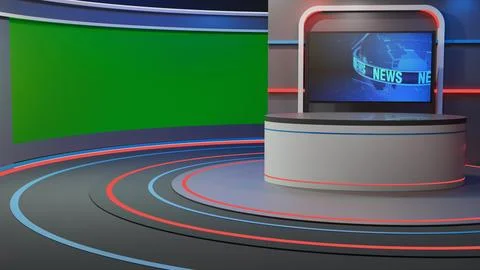 3D Virtual News Studio Background,3d illustration Stock Illustration