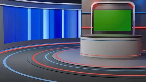3D Virtual News Studio Background,3d illustration Stock Illustration