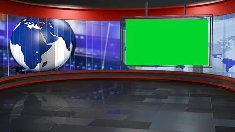 3D Virtual News Studio Background,3d illustration Stock Illustration