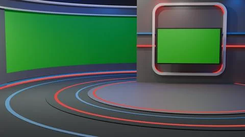 3D Virtual News Studio Background,3d illustration Stock Illustration