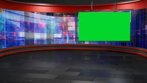 3D Virtual News Studio Background,3d illustration Stockillustratie