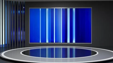 3D Virtual News Studio Background,3d illustration Stock Illustration