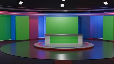 3D Virtual News Studio Background,3d illustration Stockillustratie