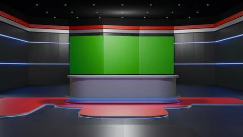 3D Virtual News Studio Background,3d illustration Stock Illustration