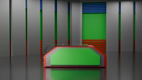 3D Virtual News Studio Background,3d illustration Stock Illustration
