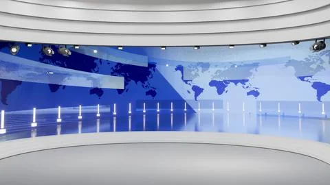 3D Virtual News Studio Background,3d illustration Illustrazione stock