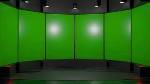 3D Virtual News Studio Background,3d illustration Stock Illustration