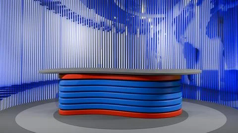 3D Virtual News Studio Background,3d illustration Stock Illustration