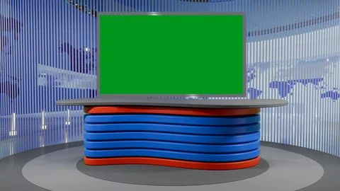 3D Virtual News Studio Background,3d illustration Stock Illustration