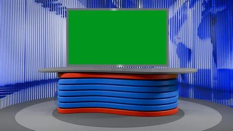 3D Virtual News Studio Background,3d illustration Stock Illustration