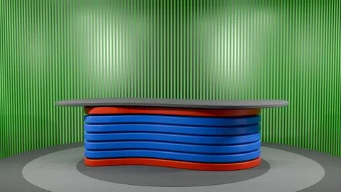 3D Virtual News Studio Background,3d illustration Stock Illustration
