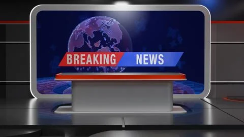 3D Virtual News Studio Background,3d illustration Stock Illustration