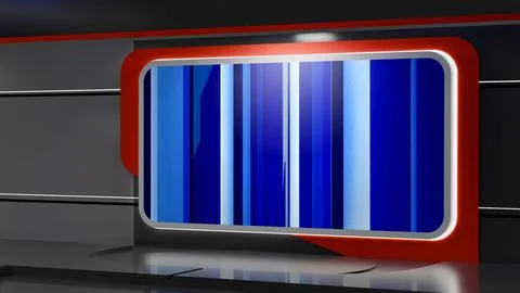 3D Virtual News Studio Background,3d illustration Stock Illustration
