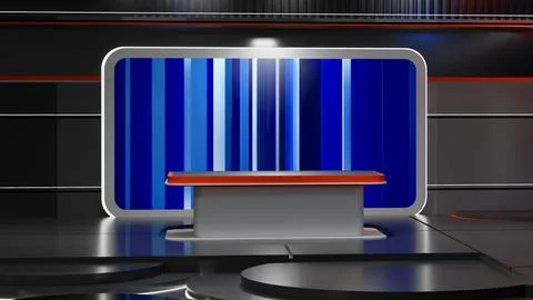 3D Virtual News Studio Background,3d illustration Stock Illustration
