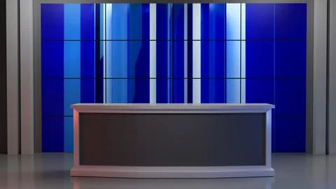 3D Virtual News Studio Background,3d illustration Stockillustratie