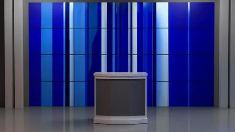 3D Virtual News Studio Background,3d illustration Stock Illustration