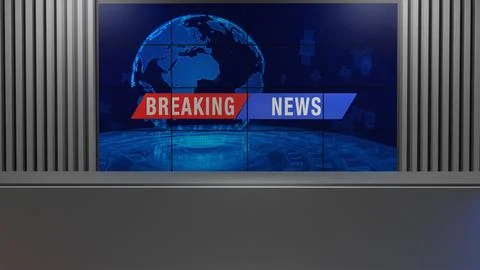3D Virtual News Studio Background,3d illustration Stock Illustration