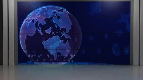 3D Virtual News Studio Background,3d illustration Stockillustratie