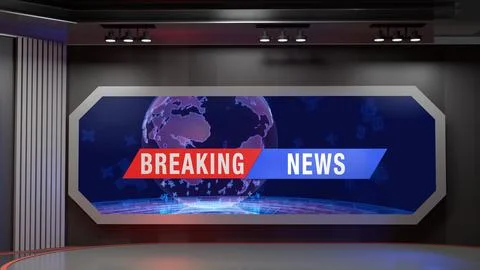 3D Virtual News Studio Background,3d illustration Stock Illustration