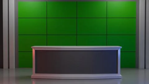 3D Virtual News Studio Background,3d illustration Stock Illustration