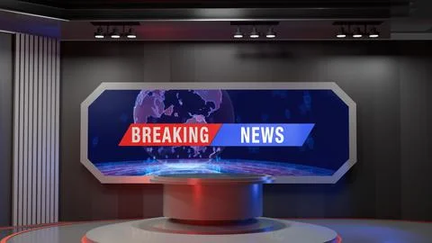 3D Virtual News Studio Background,3d illustration Stock Illustration