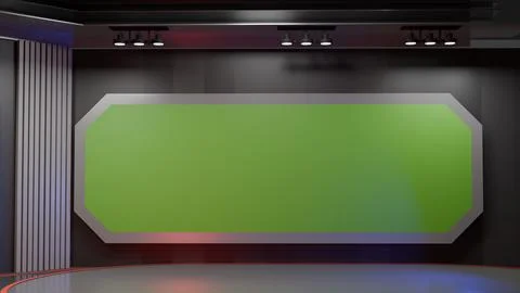 3D Virtual News Studio Background,3d illustration Stock Illustration